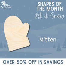 Load image into Gallery viewer, December Shape of the Month | Mitten Cutout | Let It Snow | Unfinished Craft
