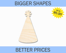 Load image into Gallery viewer, Bigger Better | Unfinished Wood Party Hat Shape |  DIY Craft Cutout
