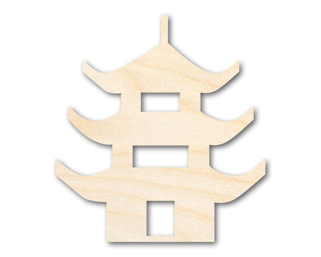 Unfinished Wood Pagoda Shape | Craft Cutout | up to 36
