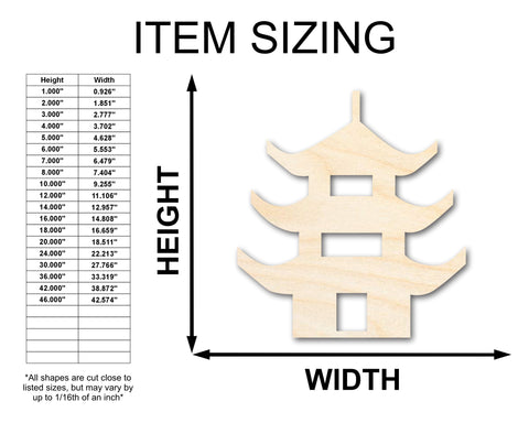 Unfinished Wood Pagoda Shape | Craft Cutout | up to 36" DIY