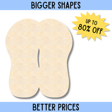Load image into Gallery viewer, Bigger Better | Unfinished Wood Flip Flop Sandals | DIY Craft Cutout |
