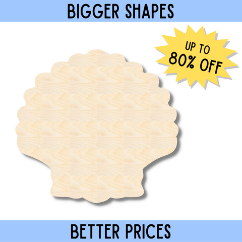 Bigger Better | Unfinished Wood Sea Shell Clam Silhouette | DIY Craft Cutout |