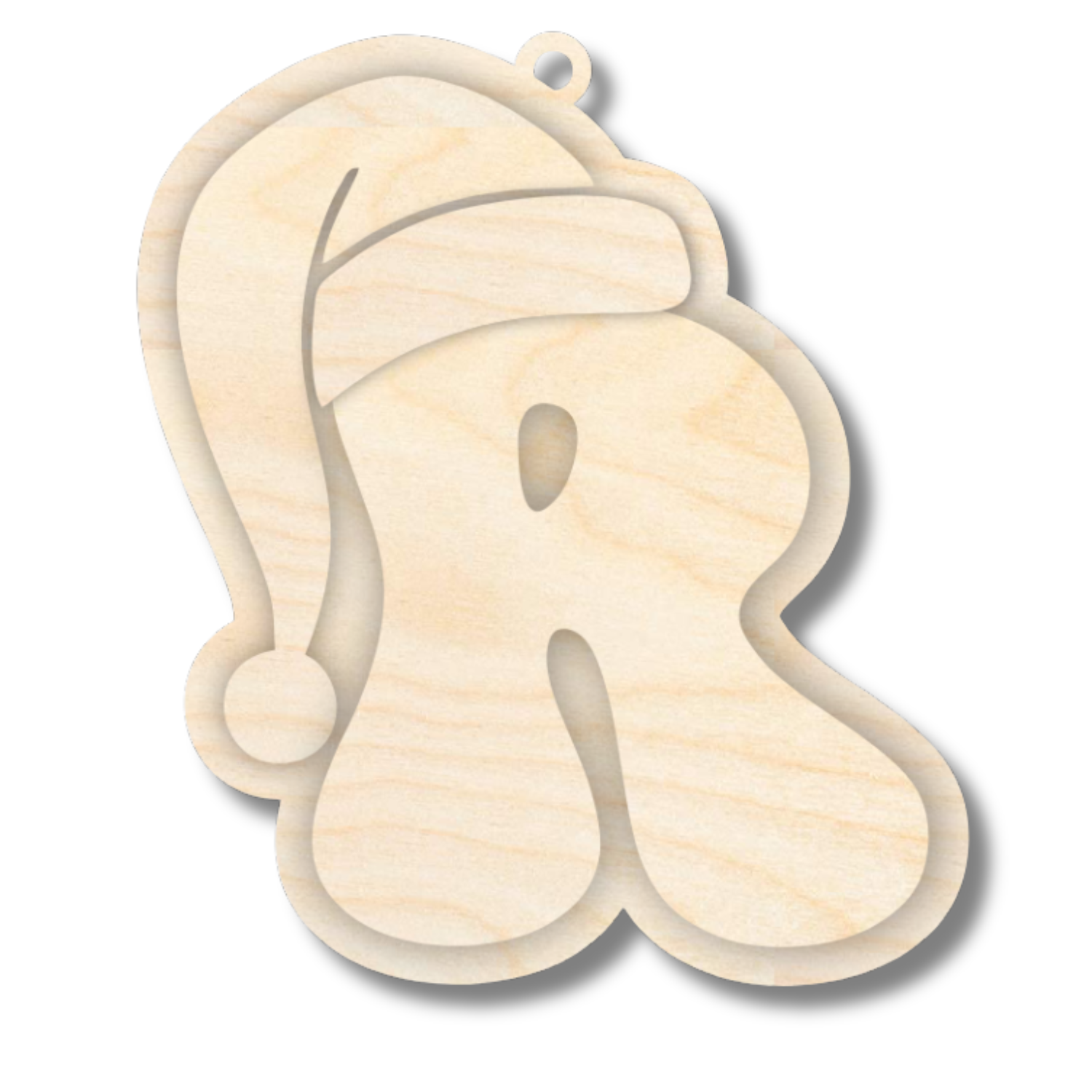 Unfinished Wood Layered Letter Santa Hat Tags | A-Z | 4 Piece | 6