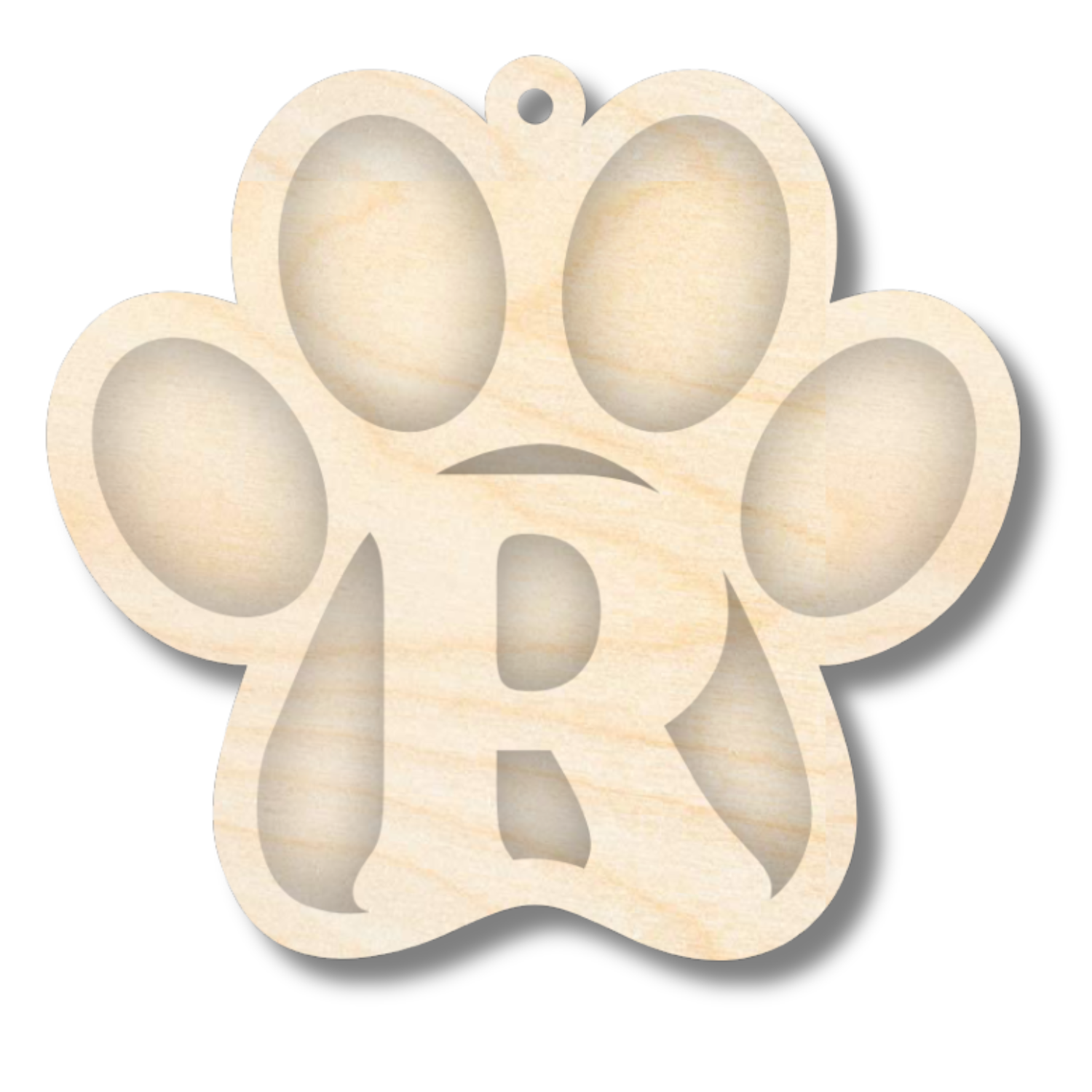Unfinished Wood Layered Letter Paw Print Tags | A-Z | 2 Piece | 5