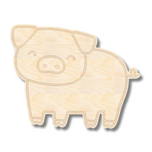 Load image into Gallery viewer, Unfinished Wood Etched Farm Pig Shape | Paint By Line Crafts | up to 30&quot; DIY
