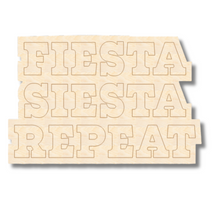 Load image into Gallery viewer, Unfinished Wood Etched Fiesta Siesta Repeat Shape | Paint By Line Crafts | up to 30&quot; DIY
