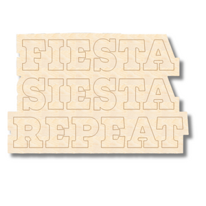 Unfinished Wood Etched Fiesta Siesta Repeat Shape | Paint By Line Crafts | up to 30" DIY