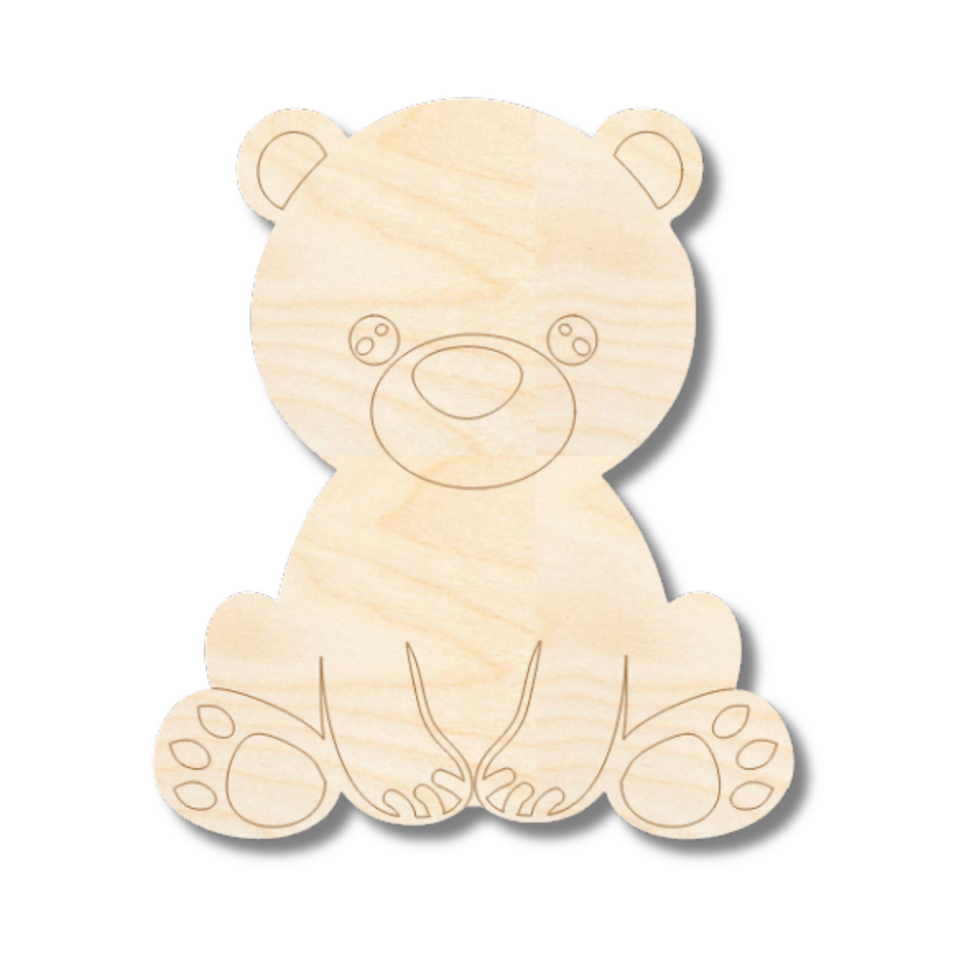 Unfinished Wood Etched Bear Shape | Paint By Line Crafts | up to 30