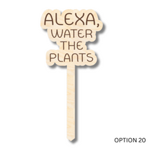 Load image into Gallery viewer, Unfinished Wood Funny Plant Stakes | 24 Options | 5&quot; Tall | 1/8&quot; Wood | Wood Craft Cutout
