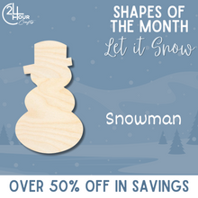 Load image into Gallery viewer, December Shape of the Month | Snowman Cutout | Let It Snow | Unfinished Craft
