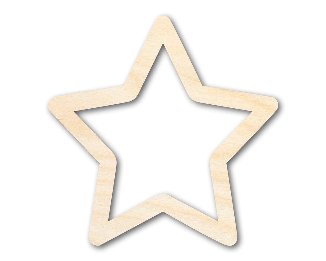 Unfinished Wood Star Outline Shape - Craft - up to 36