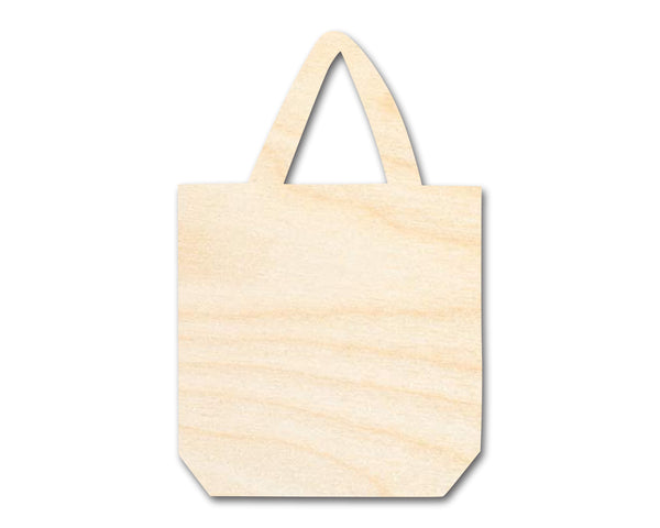 Unfinished Wood Shopping Bag Shape, Craft Cutout
