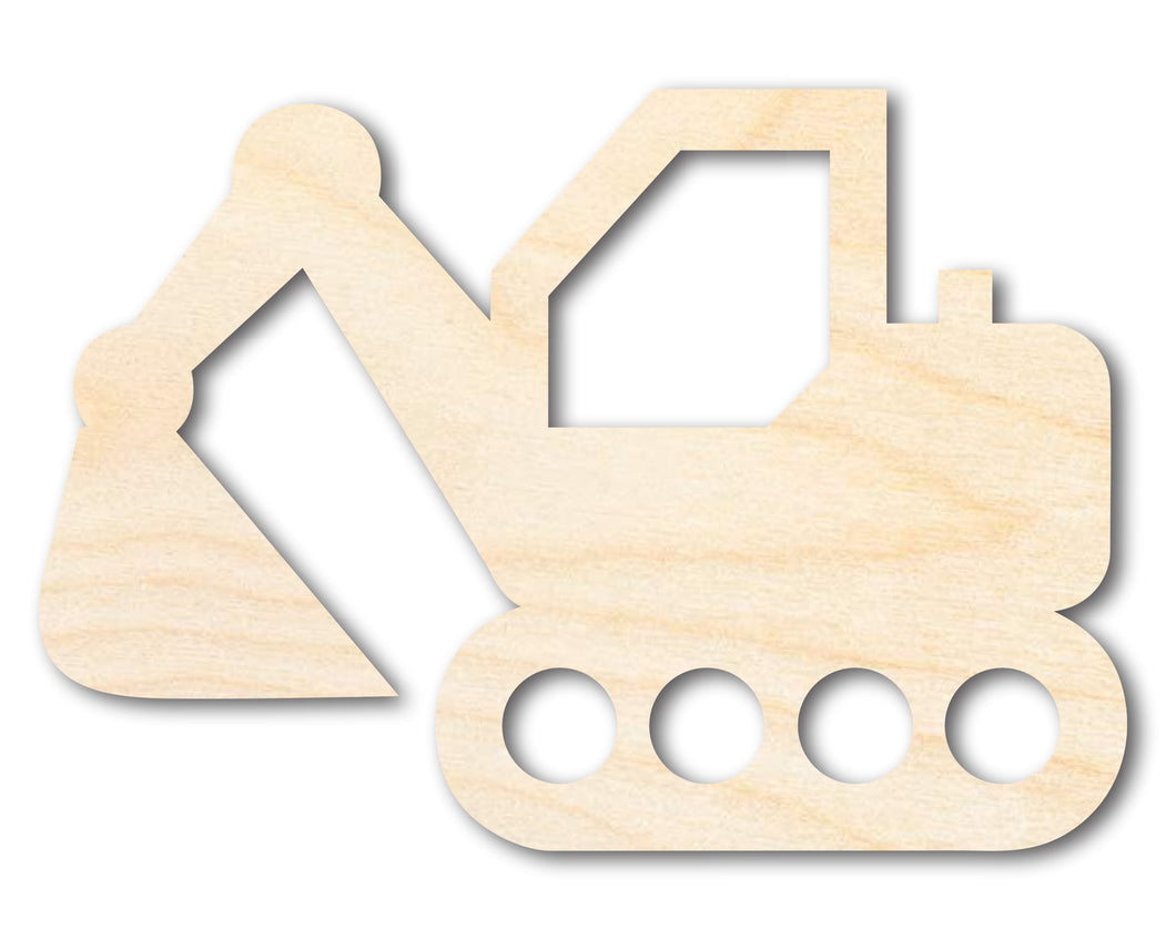 Unfinished Wood Toy Excavator Shape | Construction Vehicle Craft Cutout | up to 24