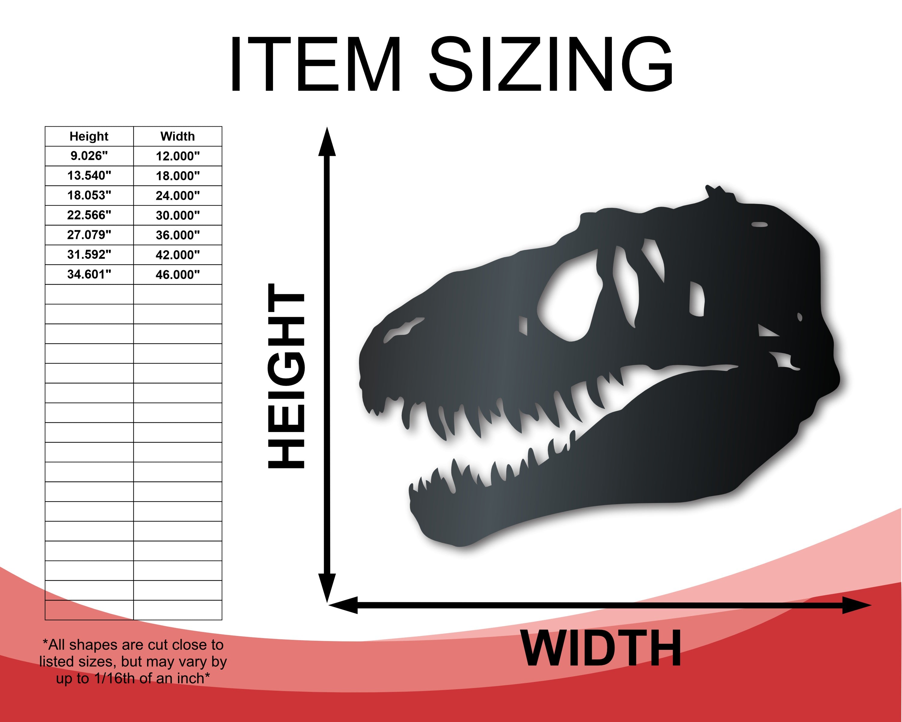 Metal T-Rex Dinosaur Skull Wall Art - 20 Color Options