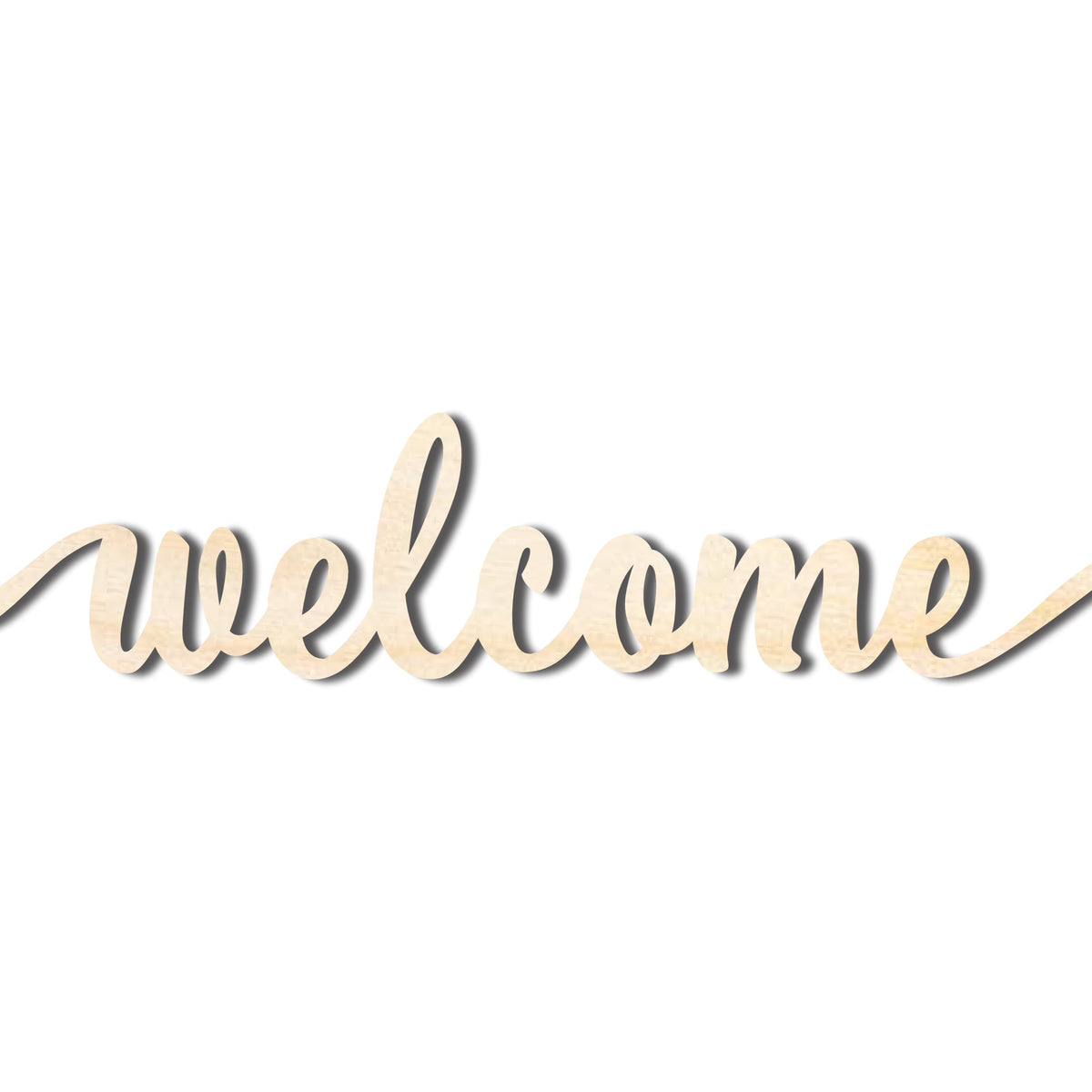 Unfinished Wood Welcome Script Shape - Word Craft - up to 46