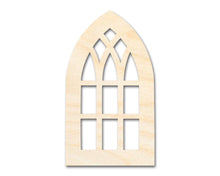 Load image into Gallery viewer, Unfinished Wood Gothic Window Shape | Craft Cutout | up to 24&quot; DIY
