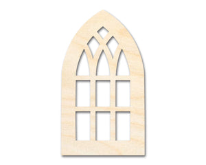 Unfinished Wood Gothic Window Shape | Craft Cutout | up to 24" DIY
