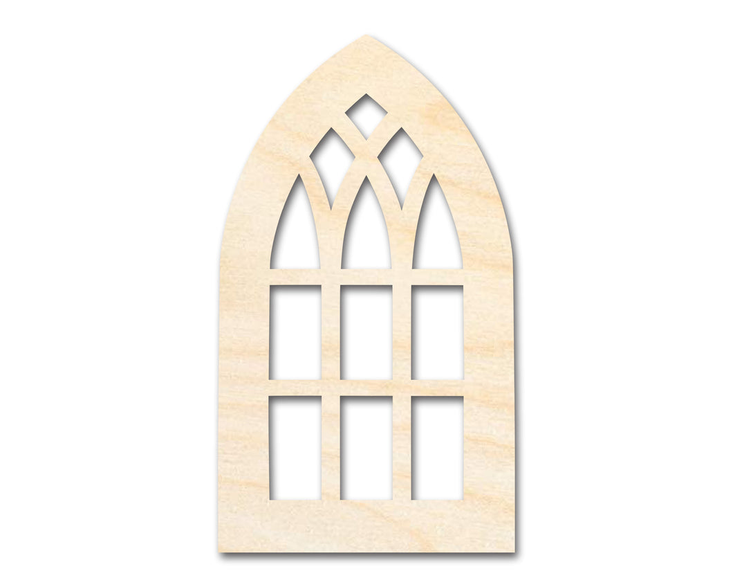 Unfinished Wood Gothic Window Shape | Craft Cutout | up to 24