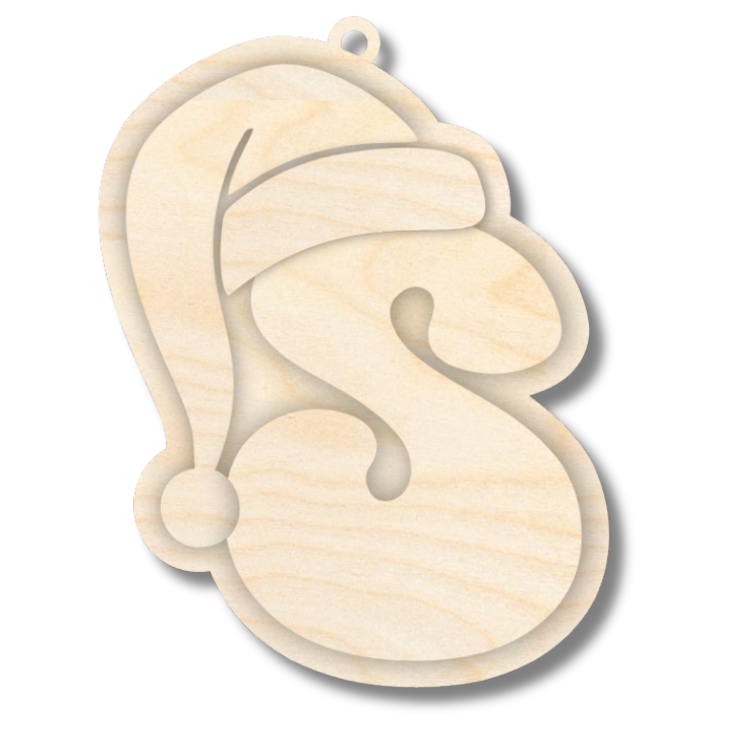 Unfinished Wood Layered Letter Santa Hat Tags | A-Z | 4 Piece | 6