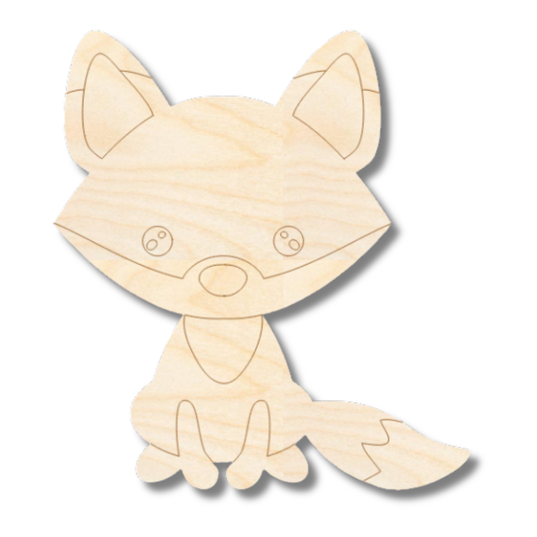 Unfinished Wood Etched Fox Shape | Paint By Line Crafts | up to 30