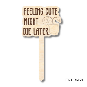 Unfinished Wood Funny Plant Stakes | 24 Options | 5" Tall | 1/8" Wood | Wood Craft Cutout