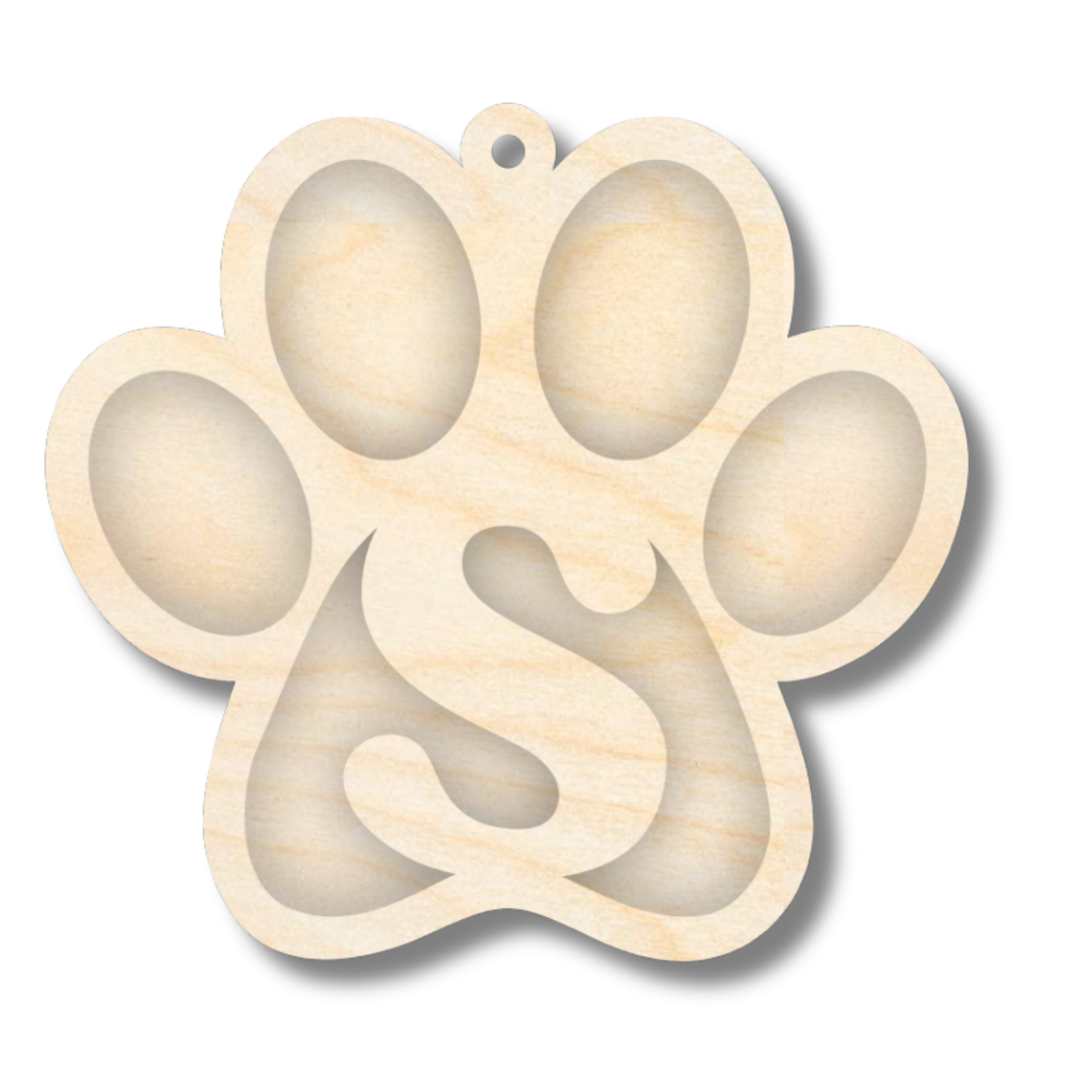 Unfinished Wood Layered Letter Paw Print Tags | A-Z | 2 Piece | 5