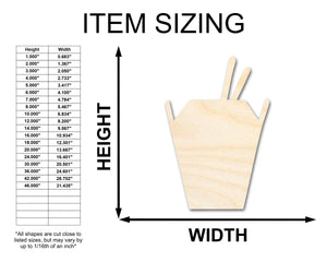 Unfinished Wood Asian Takeout Shape | Craft Cutout | up to 36" DIY