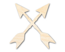 Load image into Gallery viewer, Unfinished Wood Crossed Arrows Shape | Craft Cutout | up to 36&quot; DIY
