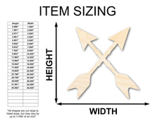 Load image into Gallery viewer, Unfinished Wood Crossed Arrows Shape | Craft Cutout | up to 36&quot; DIY
