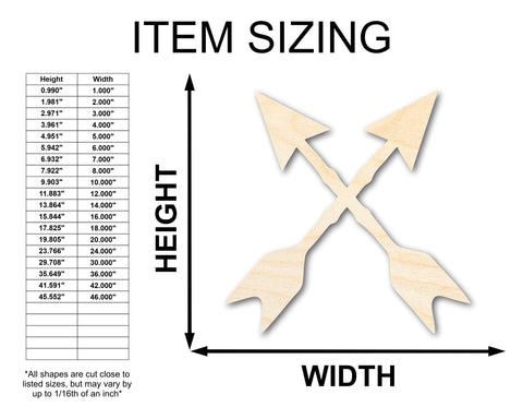 Unfinished Wood Crossed Arrows Shape | Craft Cutout | up to 36" DIY