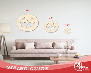 Unfinished Wood Jack-O-Lantern Shape | Craft Cutout | up to 36" DIY