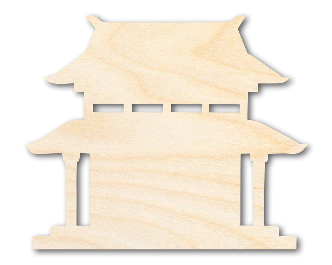 Unfinished Wood Asian Pagoda Shape | Craft Cutout | up to 36