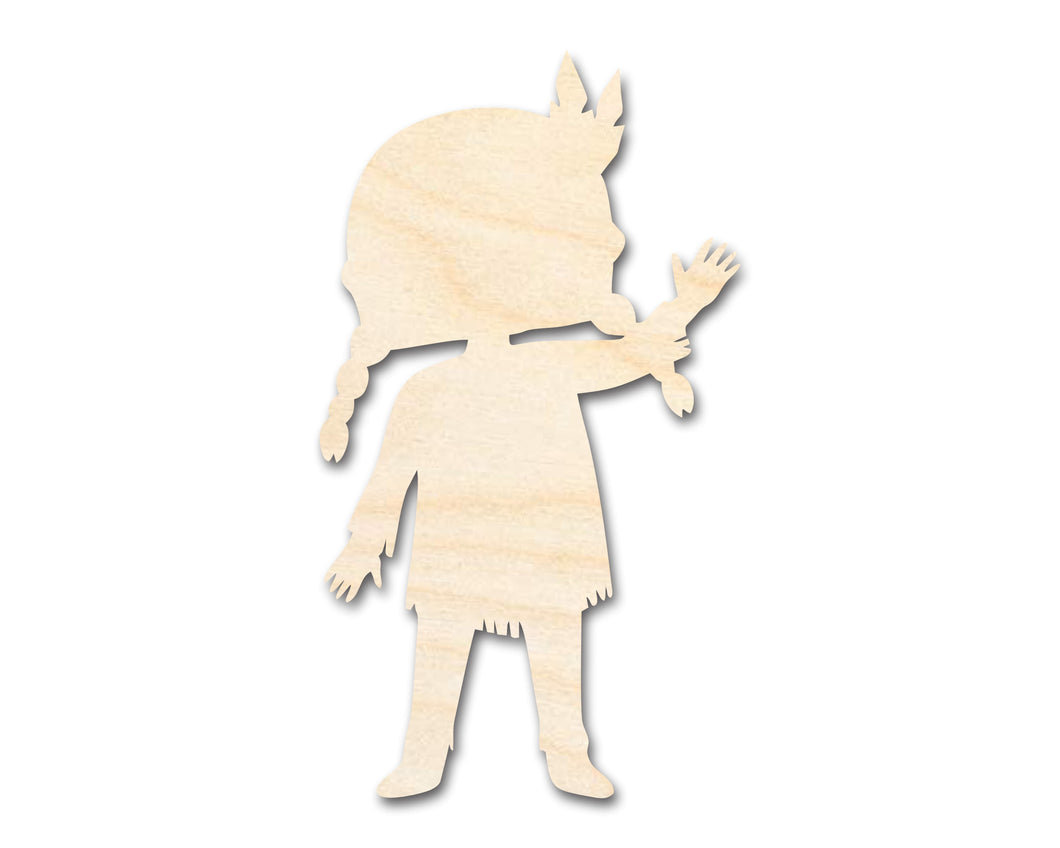 Unfinished Wood Native Girl Shape | Craft Cutout | up to 46