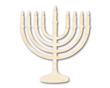 Load image into Gallery viewer, Unfinished Wood Menorah Shape | Craft Cutout | up to 36&quot; DIY

