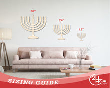 Load image into Gallery viewer, Unfinished Wood Menorah Shape | Craft Cutout | up to 36&quot; DIY
