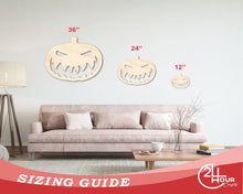 Load image into Gallery viewer, Unfinished Scary Pumpkin Shape | Craft Cutout | up to 36&quot; DIY
