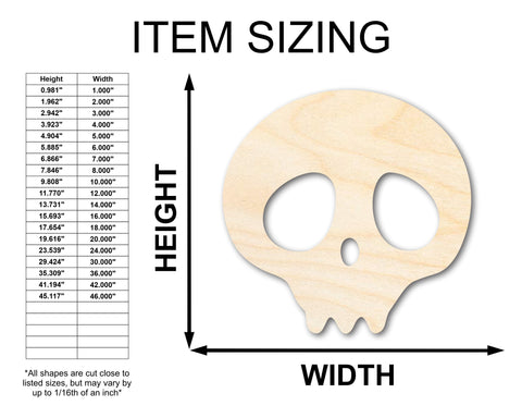 Unfinished Cute Skull Shape | Craft Cutout | up to 36" DIY