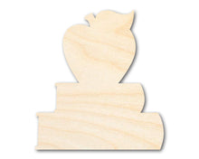 Load image into Gallery viewer, Bigger Better | Unfinished Wood Apple and Books Shape |  DIY Craft Cutout
