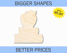 Load image into Gallery viewer, Bigger Better | Unfinished Wood Apple and Books Shape |  DIY Craft Cutout
