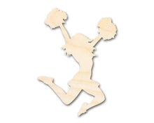 Load image into Gallery viewer, Unfinished Wood Cheerleader Silhouette | DIY Cheerleading Craft Cutout | up to 36&quot; DIY
