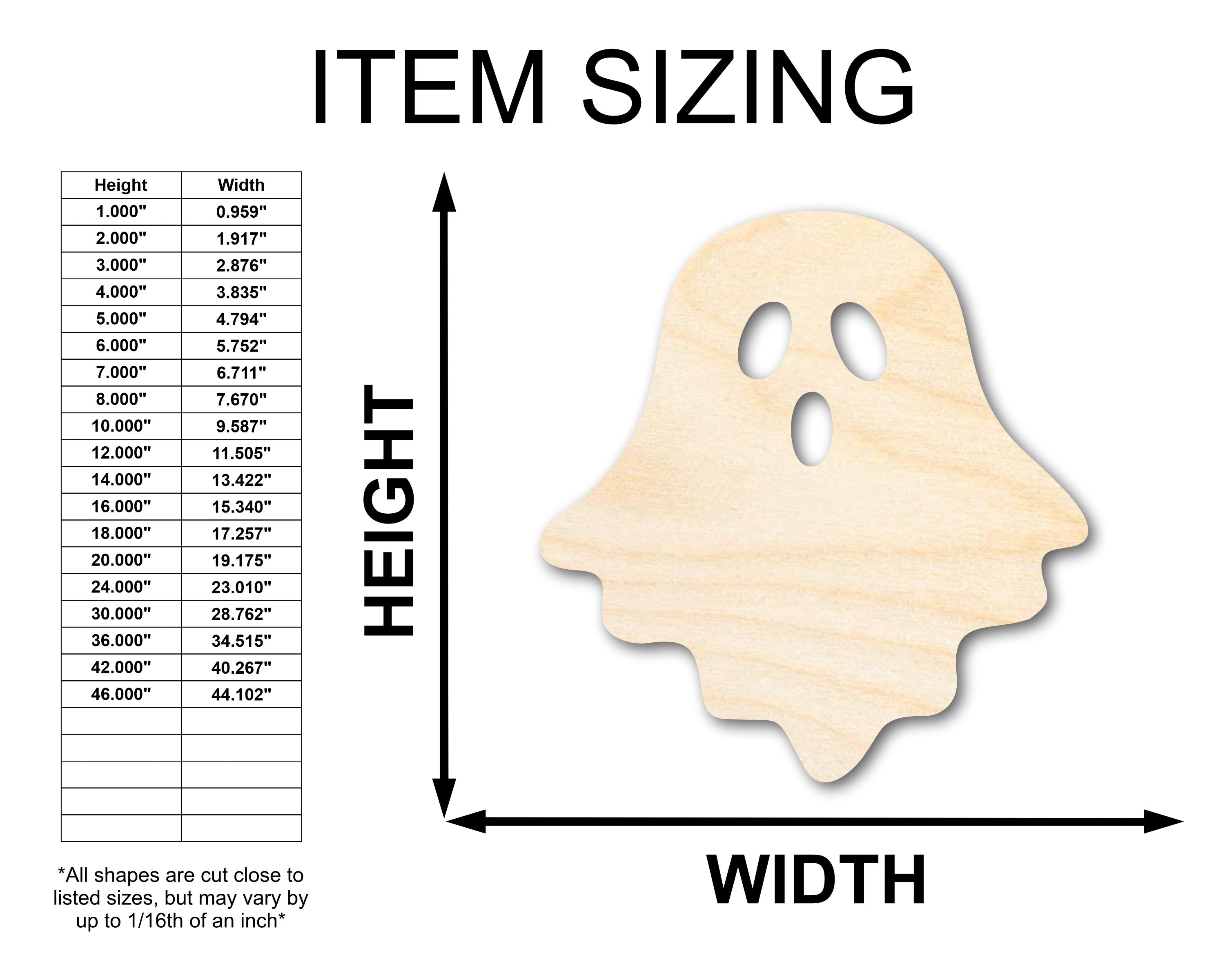 Unfinished Sheet Ghost Shape | Halloween Craft Cutout | up to 36