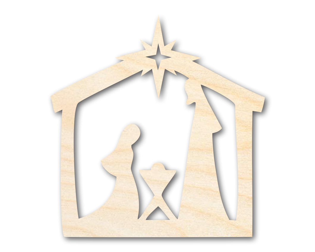 Unfinished Wood Nativity Scene Silhouette | DIY Christmas Craft Cutout | up to 36