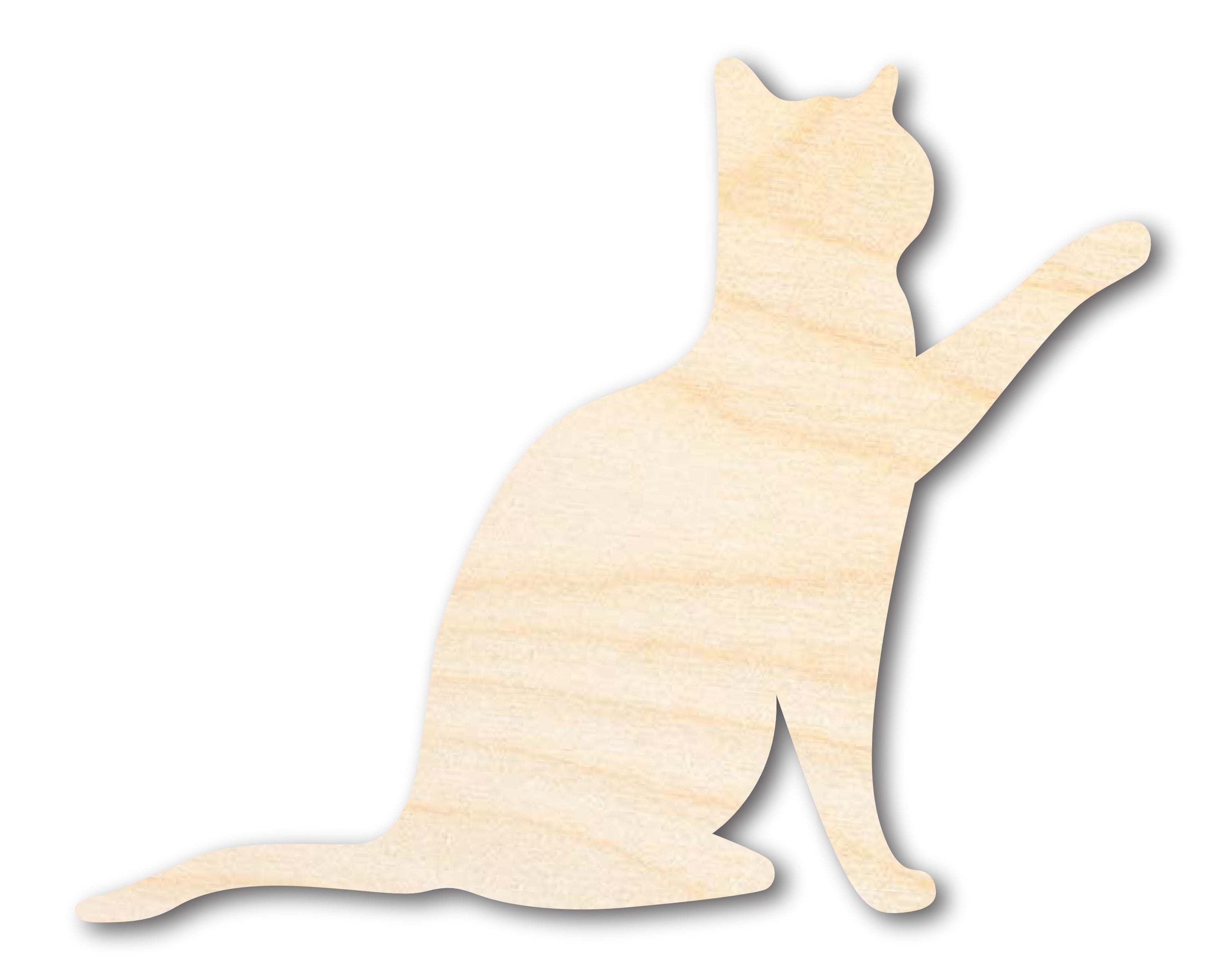 Unfinished Wood Pawing Cat Shape | Craft Cutout | up to 36