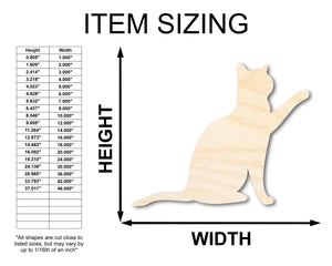 Unfinished Wood Pawing Cat Shape | Craft Cutout | up to 36" DIY