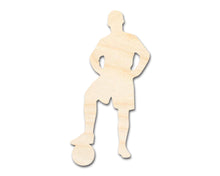 Load image into Gallery viewer, Unfinished Wood Soccer Player Silhouette | DIY Sports Craft Cutout | up to 36&quot; DIY
