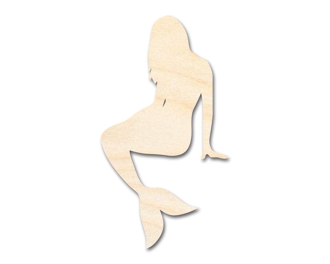 Unfinished Wood Mermaid Silhouette | DIY Craft Cutout | up to 36
