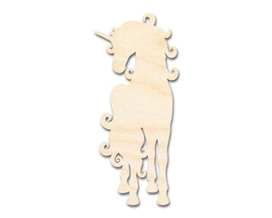 Unfinished Wood Swirly Unicorn Silhouette | DIY Mythical Craft Cutout | up to 36" DIY