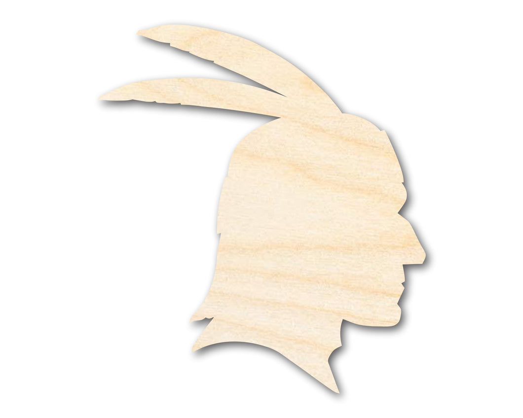 Unfinished Wood Native American Head Profile Silhouette | DIY Native American Craft Cutout | up to 46