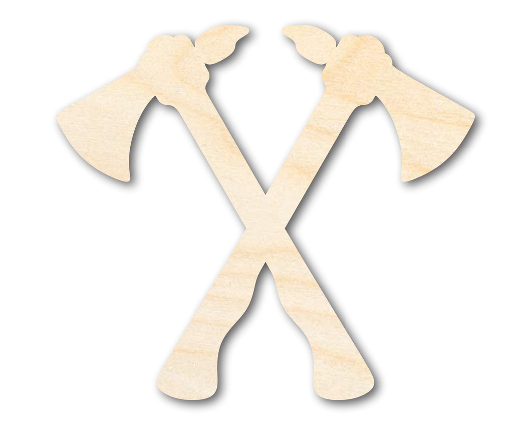 Unfinished Wood Crossed Tomahawks Shape | Native American | Craft Cutout | up to 36
