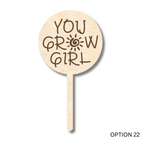 Unfinished Wood Funny Plant Stakes | 24 Options | 5" Tall | 1/8" Wood | Wood Craft Cutout